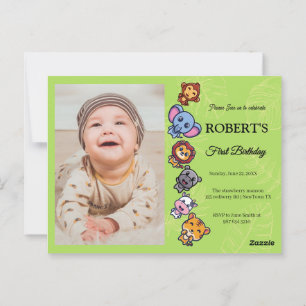 Wildtiere zum ersten Geburtstag Postkarte