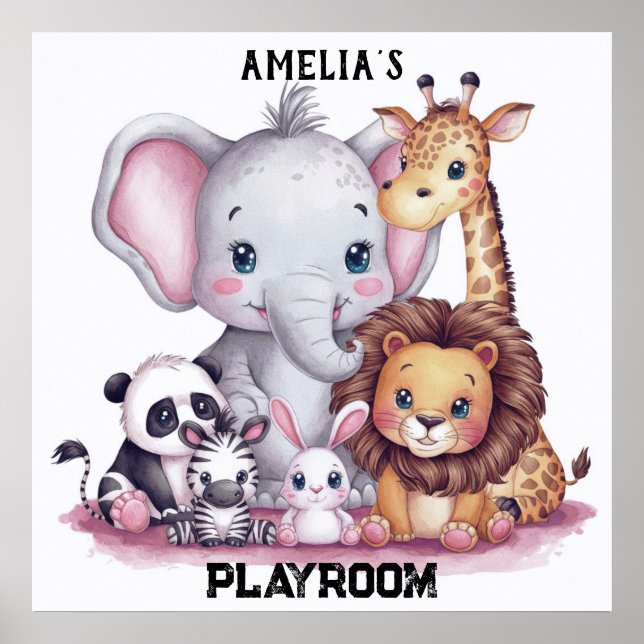 Wildtierfamilie Wasserfarben#6 Poster (Vorne)