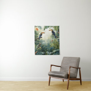 Wildtierillustration Personalisiertes Foto & Text Wandteppich