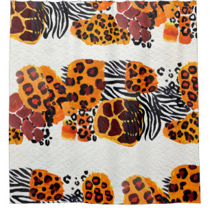 Wildtiermischung nahtlos. Jaguar, Leopard, Duschvorhang