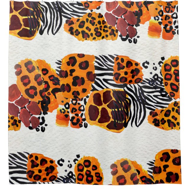 Wildtiermischung nahtlos. Jaguar, Leopard, Duschvorhang (Vorderseite)