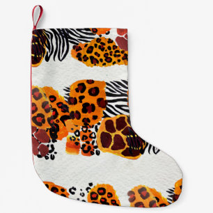 Wildtiermischung nahtlos. Jaguar, Leopard, Kleiner Weihnachtsstrumpf