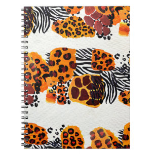 Wildtiermischung nahtlos. Jaguar, Leopard, Notizblock