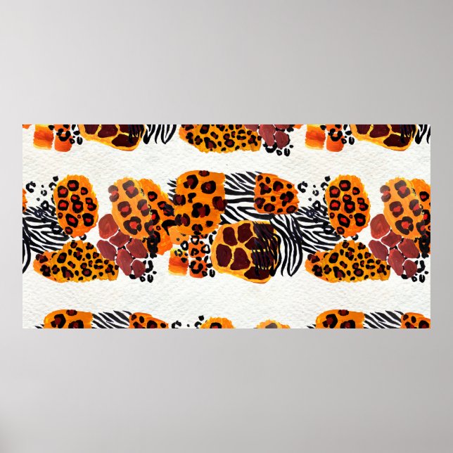 Wildtiermischung nahtlos. Jaguar, Leopard, Poster (Vorne)