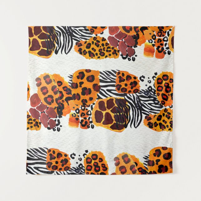 Wildtiermischung nahtlos. Jaguar, Leopard, Wandteppich (Vorderseite)