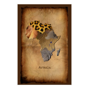 Wildtiertexturen KARTE AFRIKAS Poster