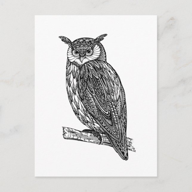 Wildtotem-Tier-Owl-Doodle Postkarte (Vorderseite)