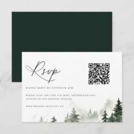 Wildwälder Pinienbäume, die den QR-Code hochhalten RSVP Karte