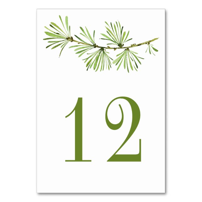 Wildwälder Rustikale Minimalistische Kiefernzweigu Tischnummer (Vorderseite)