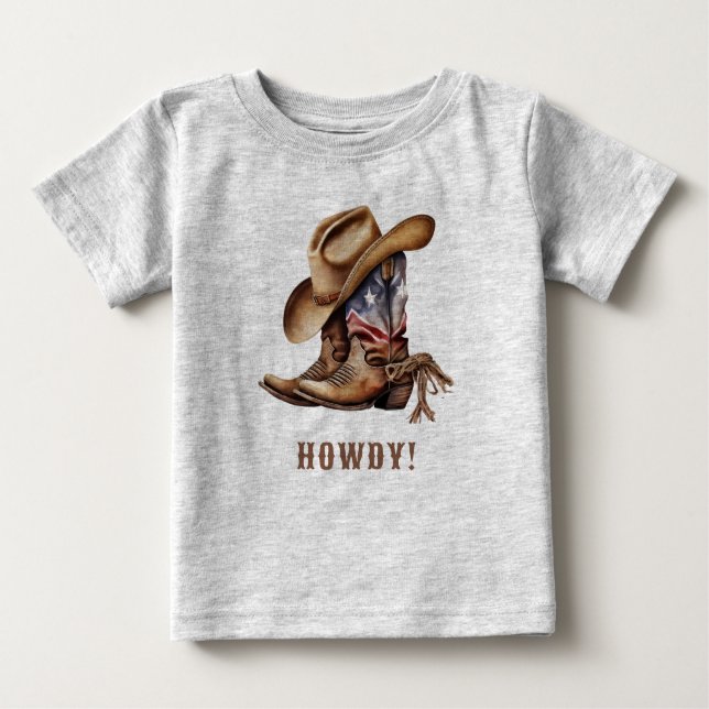 Wildwest Cowboy Howdy Baby T-shirt (Vorderseite)