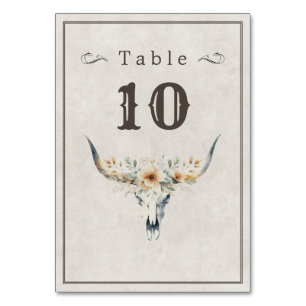 Wildwest-Hochzeit Longhorn Tischnummer