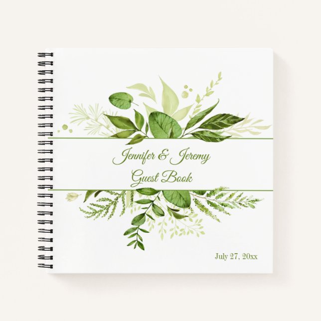 Wildwood Botanical Rustic Greenerity Guest Book Notizbuch (Vorderseite)