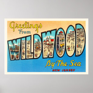 Wildwood by Sea New Jersey NJ Vintage Postkarte Poster