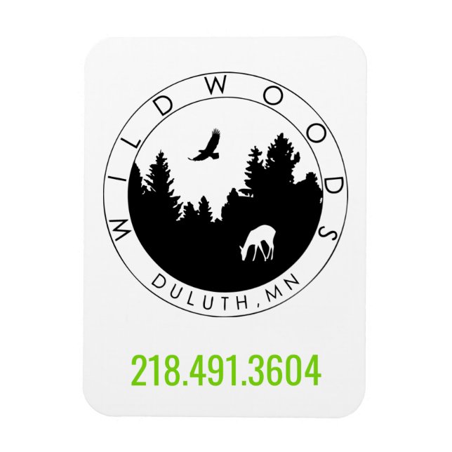 Wildwood Logo-Magnet mit Telefonnummer Magnet (Vertikal)