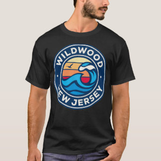Wildwood New Jersey NJ Vintag Nautical Waves Desi T-Shirt