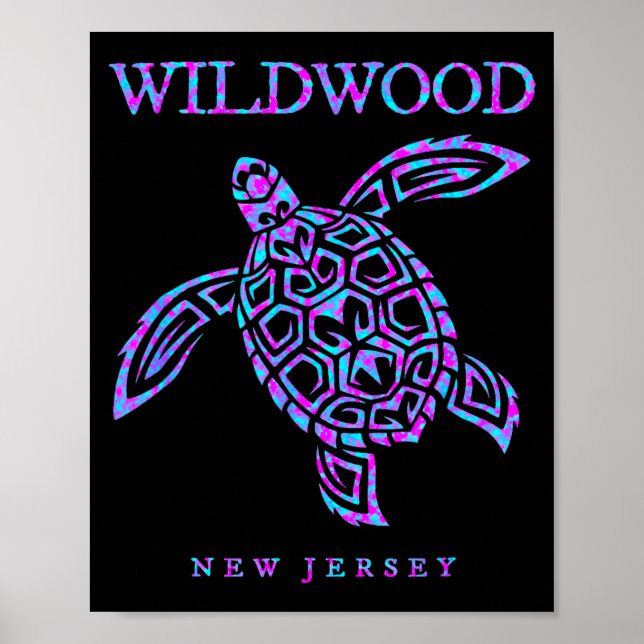 Wildwood New Jersey Sea Turtle Beach Vacation Men  Poster (Vorne)