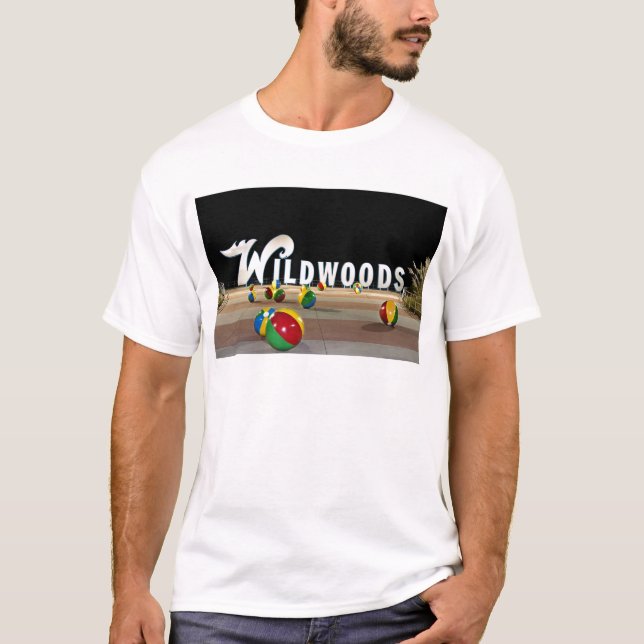 Wildwood New-Jersey Zeichen nachts T-Shirt (Vorderseite)