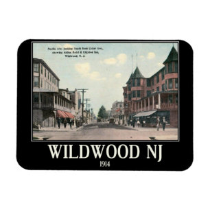 Wildwood NJ, Street View, 1914, Vintag Style Magnet