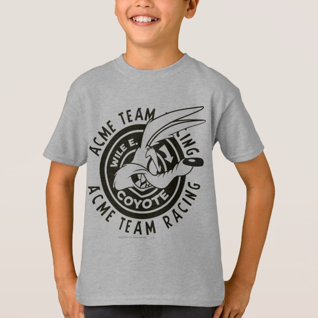 Wile E. Coyote Acme Team Racing B/W T-Shirt (Vorderseite)