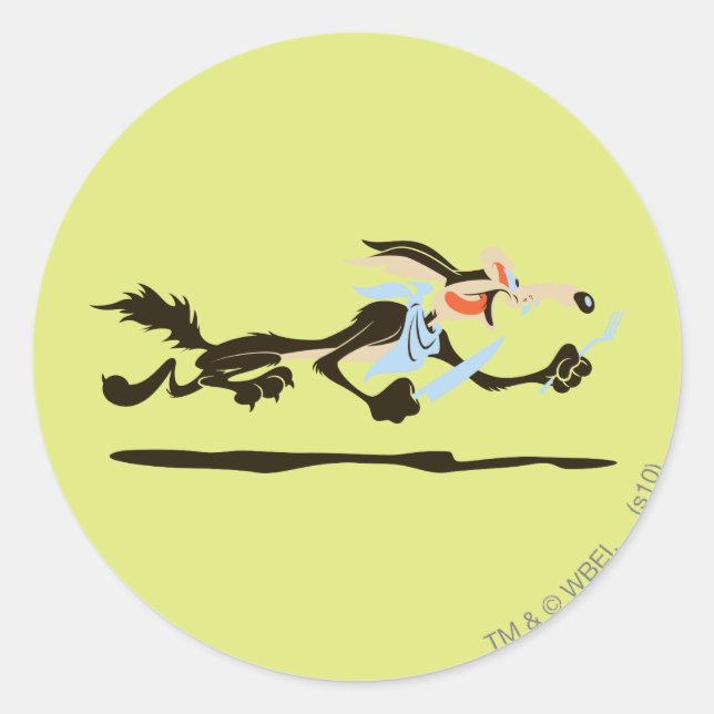 WILE E. COYOTE™ Chasing Dinner Runder Aufkleber (Vorderseite)
