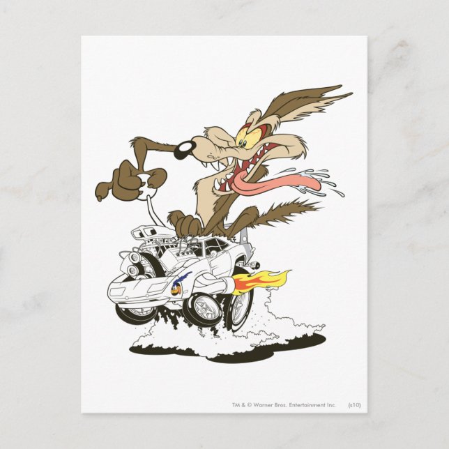 WILE E. COYOTE™ Crazy Driver Postkarte (Vorderseite)