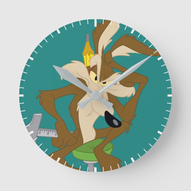 WILE E. COYOTE™ Planung Runde Wanduhr (Vorderseite)