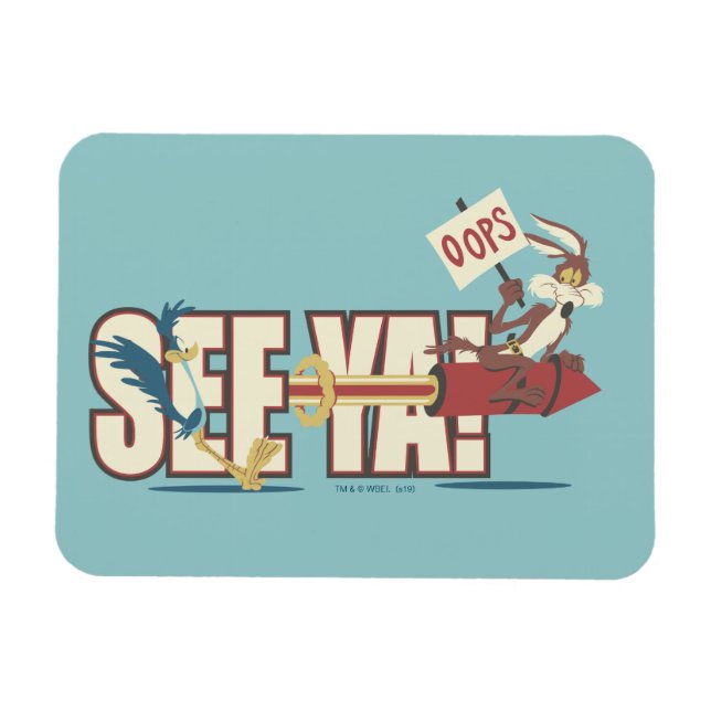 Wile E. Coyote Rocketing Past ROAD RUNNER™ Magnet (Horizontal)