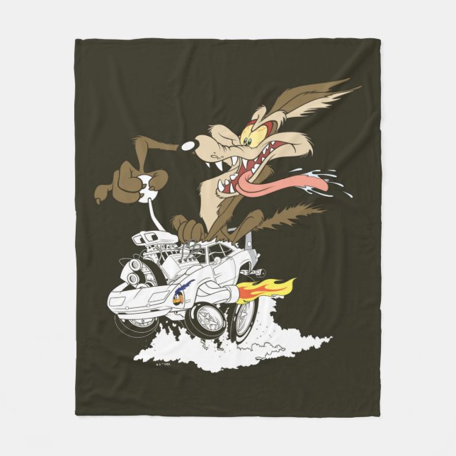 WILE E. COYOTE™ Verrückter Fahrer Fleecedecke (Vorderseite)