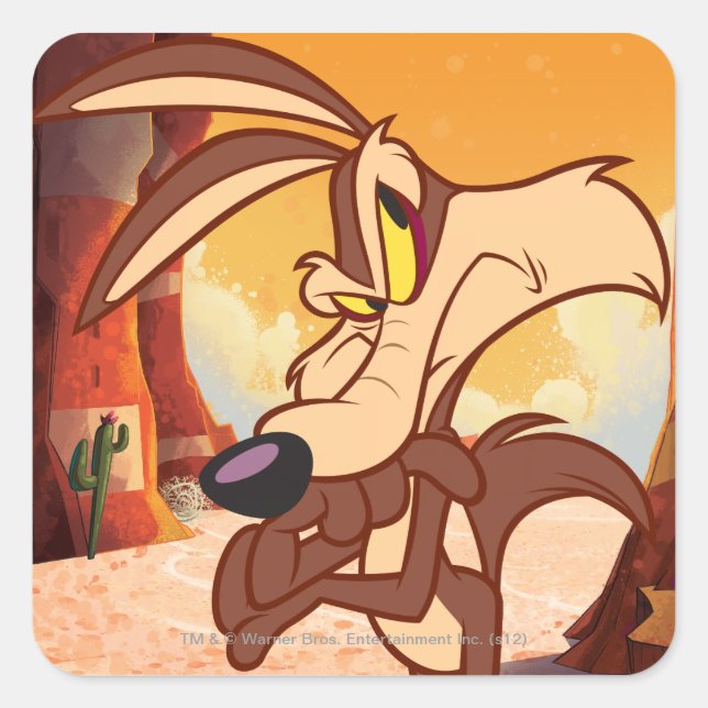 WILE E. COYOTE™-Waffen überquert Quadratischer Aufkleber (Vorderseite)