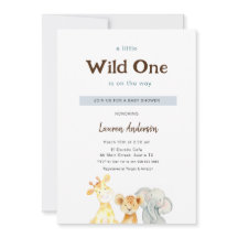 Wile One Baby Animals Boy Baby Shower Einladung
