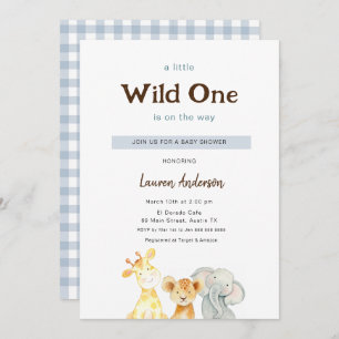 Wile One Baby Animals Boy Baby Shower Einladung
