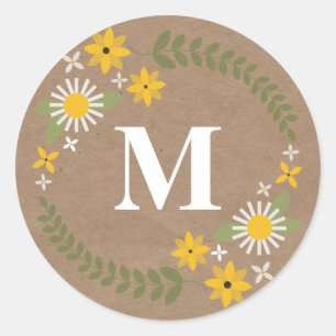 Wilflower Monogram Brown Paper Inspiriert Sticker