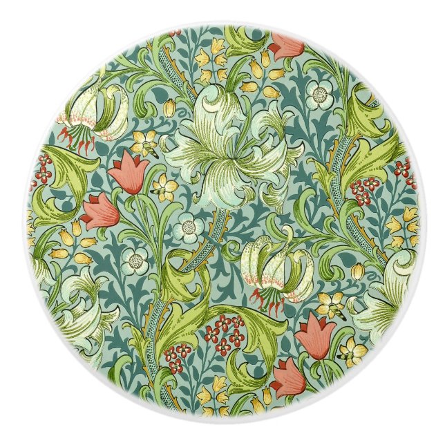 Wilhelm Morris Vintages Blumendesign Keramikknauf (Vorderseite)