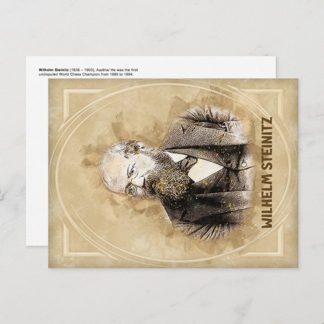 Wilhelm Steinitz, Schachspieler Postkarte (Vorne/Hinten)