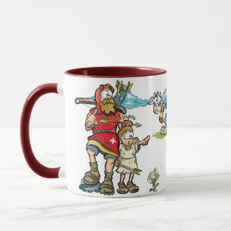 Wilhelm Tell und Sohn mit Kühen in den Alpen Tasse