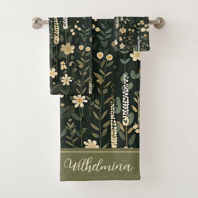Wilhelmina Dark Daisy Floral Badhandtuch Set (Insitu)