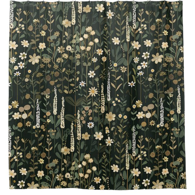 Wilhelmina Dark Daisy Floral Duschvorhang (Vorderseite)