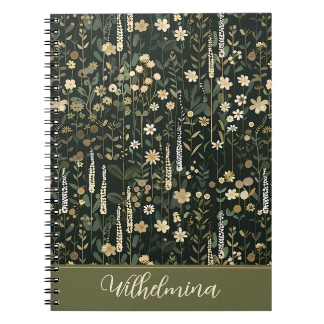 Wilhelmina Dark Daisy Floral Notizblock (Vorderseite)