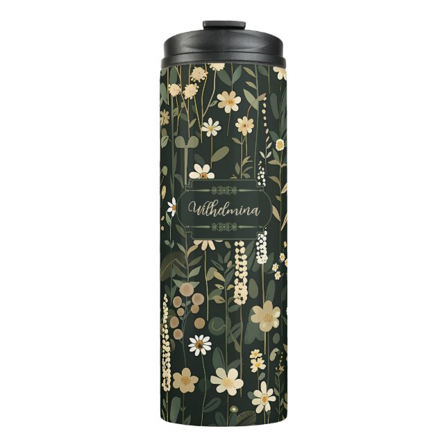 Wilhelmina Dark Daisy Floral Thermosbecher (Vorderseite)