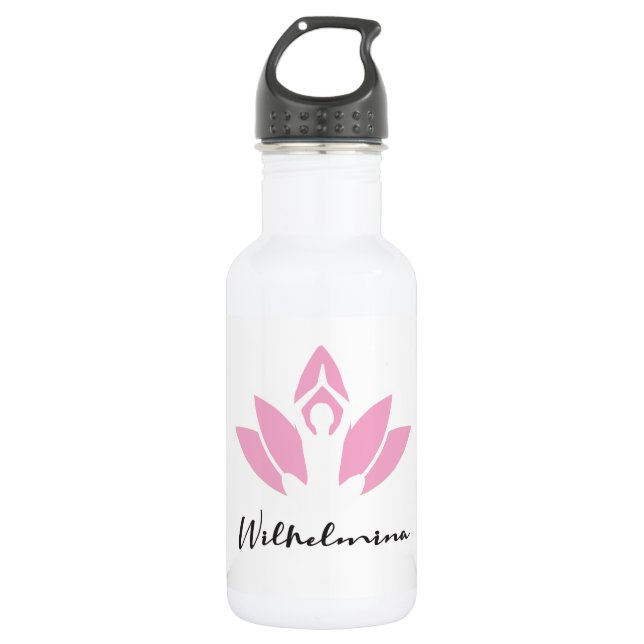 Wilhelmina. lotus W. Yoga Pose Edelstahlflasche (Vorderseite)