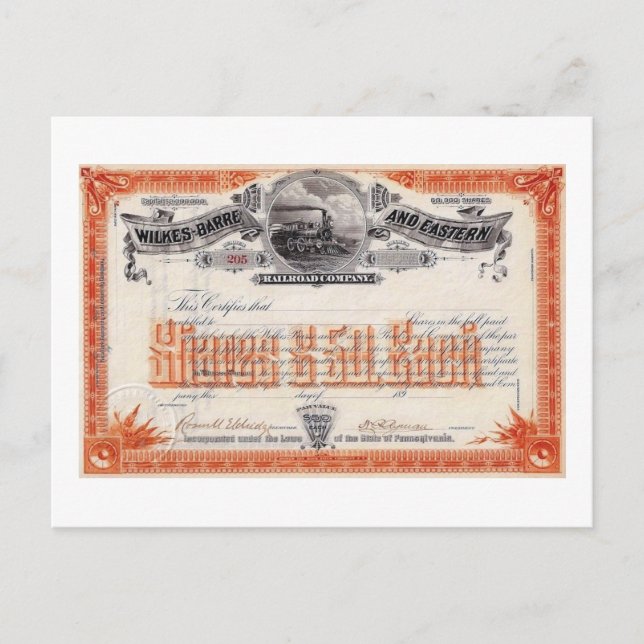 Wilkes Barre & Eastern Railstock Vintag Postkarte (Vorderseite)