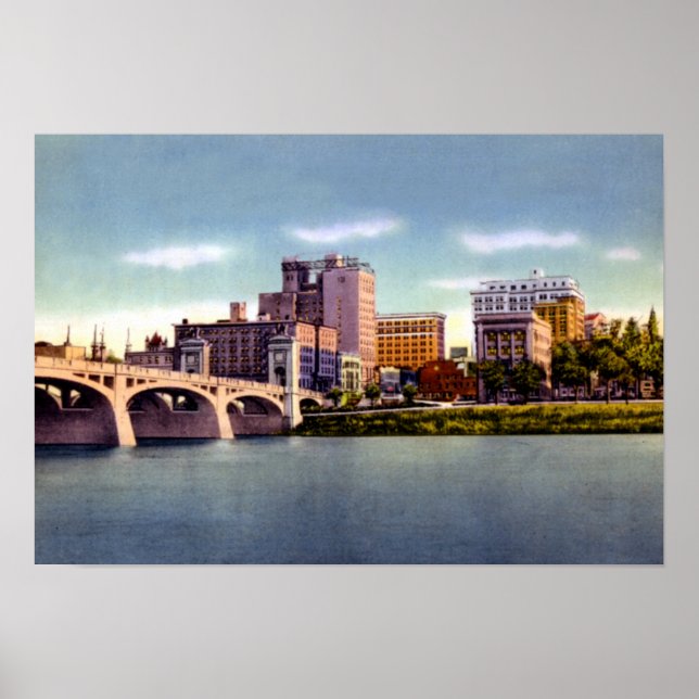Wilkes Barre Pennsylvania Skyline Susquehanna Rive Poster (Vorne)