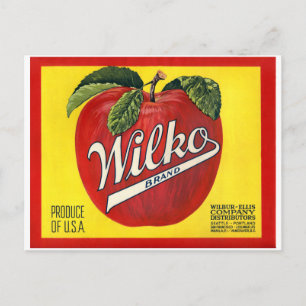 Wilko Brand Äpfel Vintage Etikett Postkarte