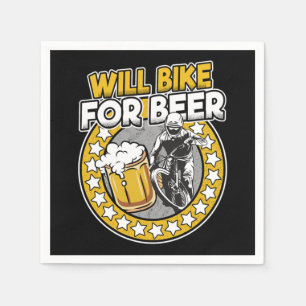 Will Bike For Beer Funny Mountain Biking MTB Gift Serviette