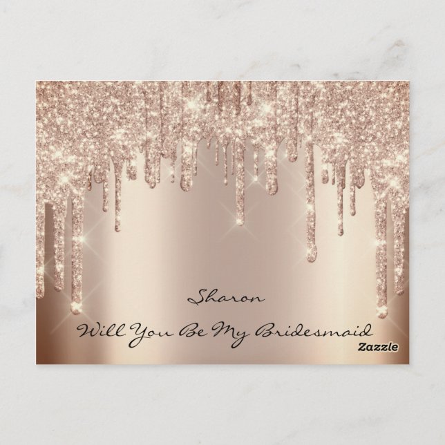 Will Bridesmaid Blush Glitzer Tropfen Parkname Postkarte (Rückseite)