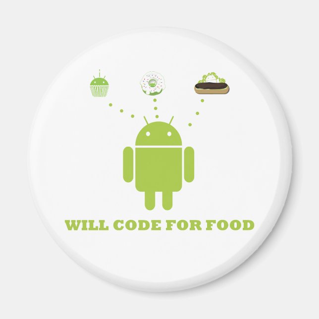 Will Code for Food (Android Software Developer) Magnet (Vorne)