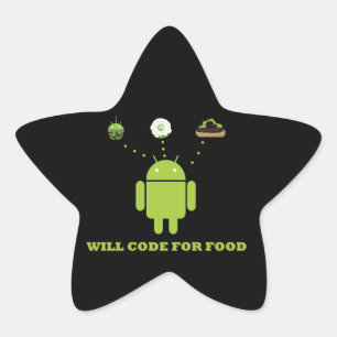 Will Code for Food (Android Software Developer) Stern-Aufkleber