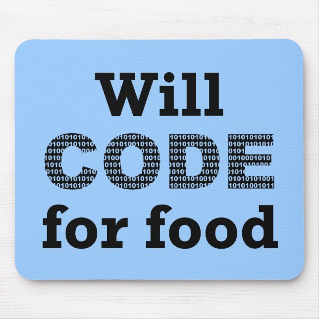 Will Code for Food Mousepad (Vorne)