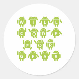Will Code for Gear (Bugdroid Software Developer) Runder Aufkleber