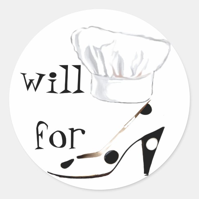 Will Cook for Shoes Runder Aufkleber (Vorderseite)